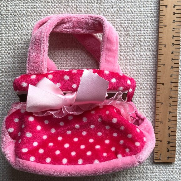 Aurora Plush Pink Polka Dot Pet Carrier Stuffed Animal Purse- NWOT - Picture 9 of 11